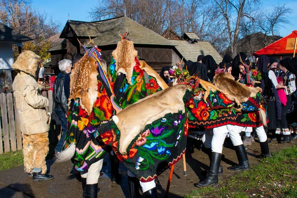 Bükreş Romanya Aralık 2019 Balkanlar Noel Geleneği Festivali Romen Dansçılar — Stok fotoğraf