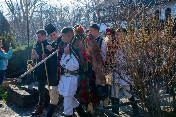 Bucarest Rumania Diciembre 2019 Fiesta Tradición Navideña Los Balcanes Bailarines — Foto de Stock
