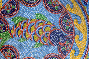İstanbul, Türkiye, 20.12.2019: Türk renkli mozaik, cami grafikleri kusursuz desen