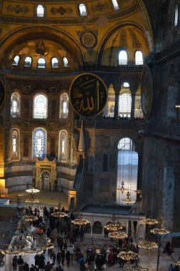 İstanbul, Türkiye, 201.22019: Aya Sofya (eski adıyla Ayasofya), imparatorun imparatorluğunun zenginliği ve teknik becerisi ile ilgili olarak dünyaya yaptığı kasıntılı açıklamaydı..