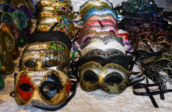 Venetian masks for sale on counter top display