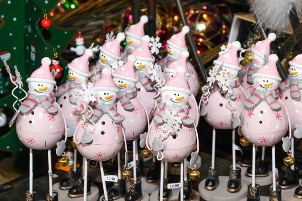 Navidad Divertido Lindo Muñeco Nieve Rosa Decoración Para Navidad Adornos — Foto de Stock