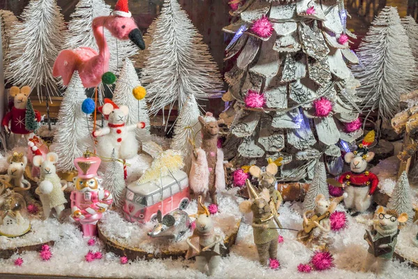 Decoraciones Ornamentos Navideños Mercado Viena Venta Feria Navidad Europa Occidental — Foto de Stock