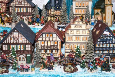 Minyatür kasaba Strasbourg, Viyana, Noel şenlik zamanı konsepti