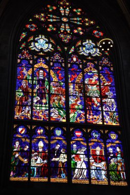 Viyana, Avusturya, 27 Kasım 2019: Kilise vitray detayları