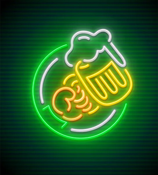 Ír pub, sör jel neon — Stock Vector