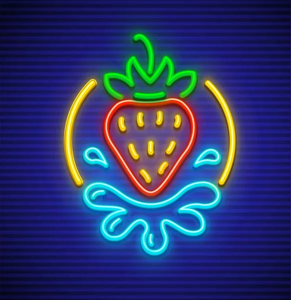 Strawberry neon sign for sex shop — Stock Vector