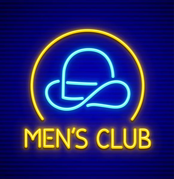 Club masculin pour messieurs. Un néon. Vecteur — Image vectorielle