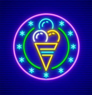 Dondurma waffle Kupası neon işareti simgesi