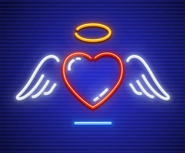 Coeur d'amour avec ailettes et nimbe doré — Image vectorielle