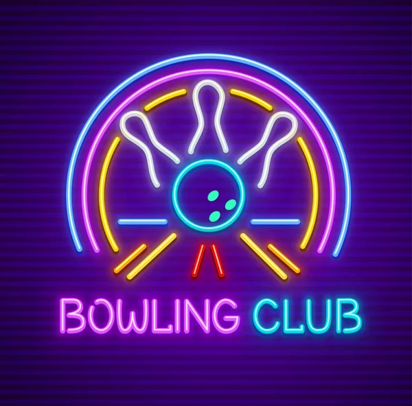 Bowling klub znamení pro zábavu a hry — Stockový vektor