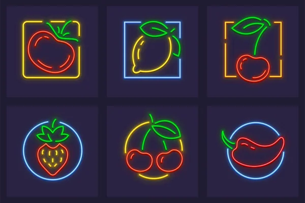 Meyve ile neon simgeler kümesi