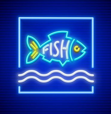 Neon balık siluet su dalgaları üzerinde