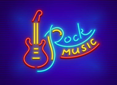 Elektro gitar rock müzik neon tabela için