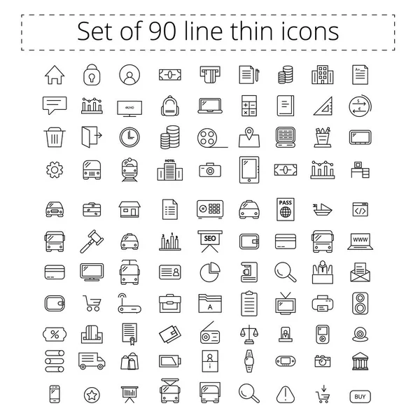 90 ícones de linha — Vetor de Stock