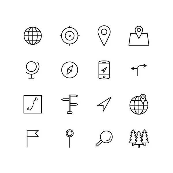 Iconos de línea geográfica — Vector de stock