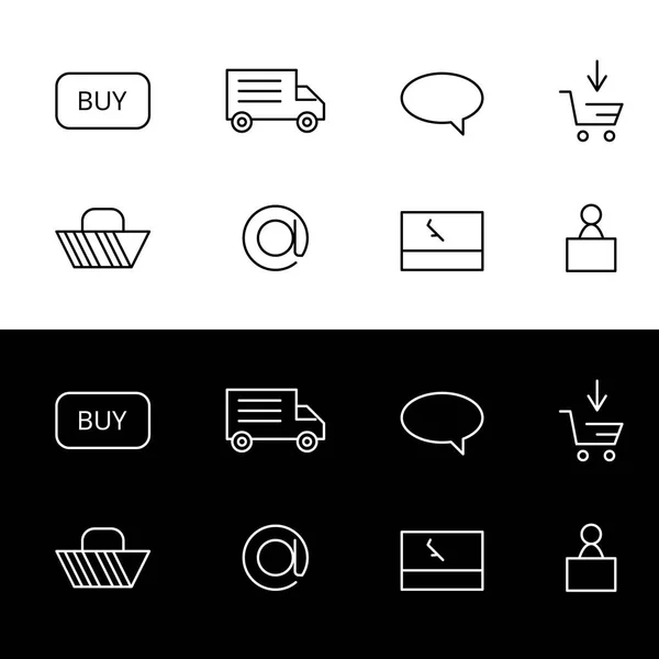 Iconos de compras en línea simples — Archivo Imágenes Vectoriales