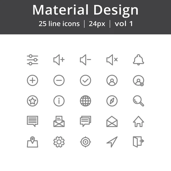 Materiaalontwerp lijn pictogrammen — Stockvector