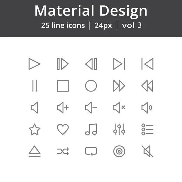 Materiaalontwerp Play Line pictogrammen — Stockvector