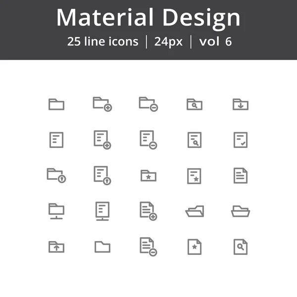 Iconos de línea de carpetas de diseño de materiales — Vector de stock