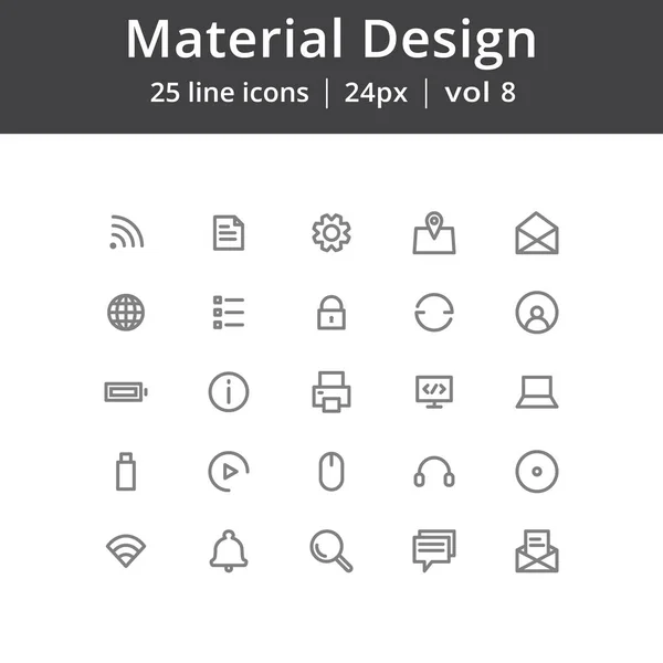 Ícones de linha de UI de design de material — Vetor de Stock