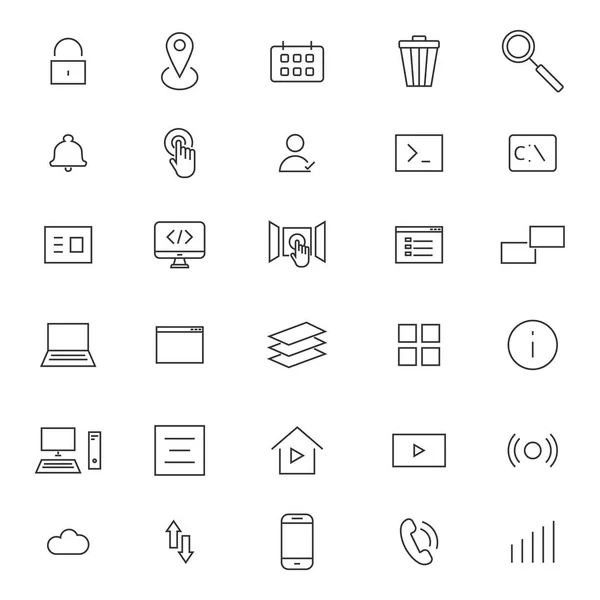 Icone della linea di interfaccia utente — Vettoriale Stock