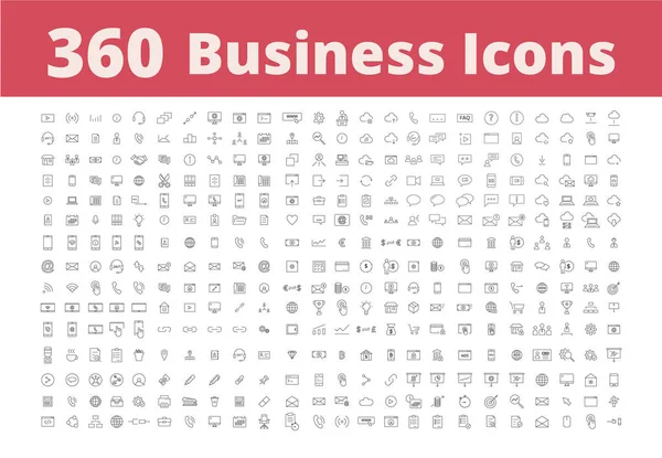 360 iconos de negocios — Archivo Imágenes Vectoriales