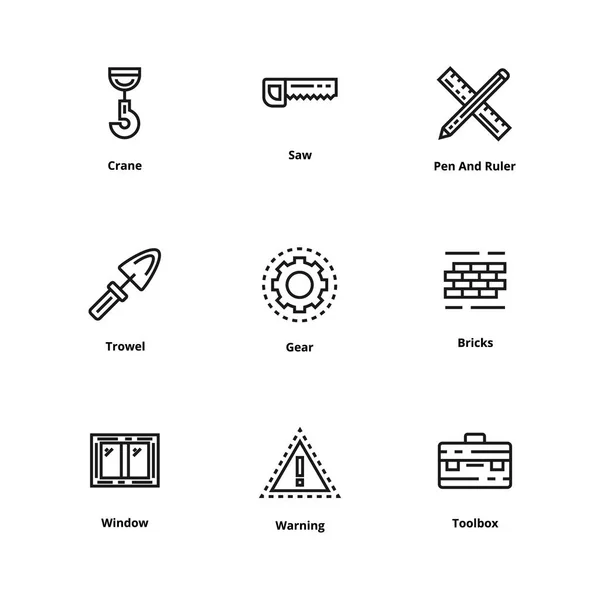 9 budowa cienka linia ikona — Wektor stockowy