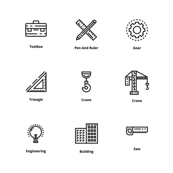 Pictogram van de dunne lijn 9 bouw — Stockvector