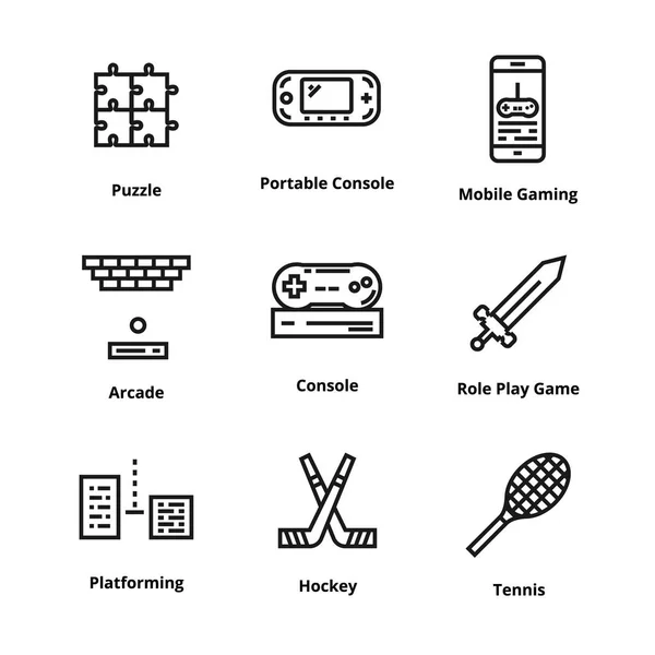 Iconos de línea de juego — Vector de stock