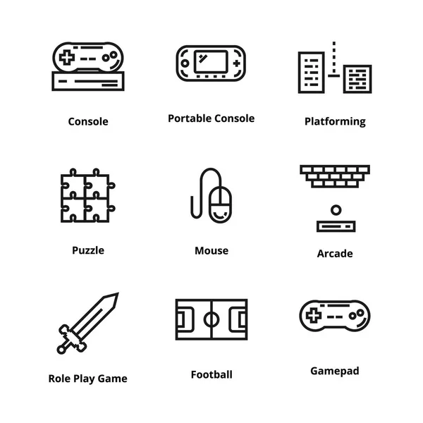 Iconos de línea de juego — Vector de stock
