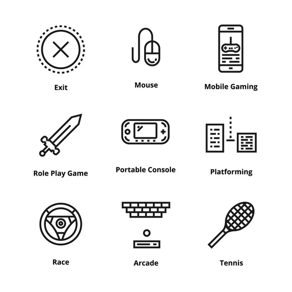 Iconos de línea de juego — Vector de stock