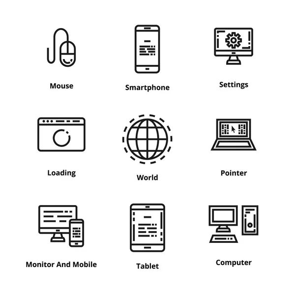 Icono de línea de dispositivos — Vector de stock