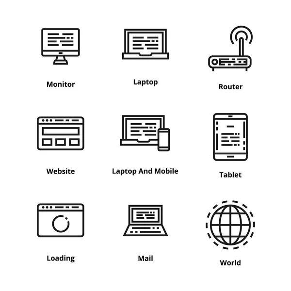 Icono de línea de dispositivos — Vector de stock