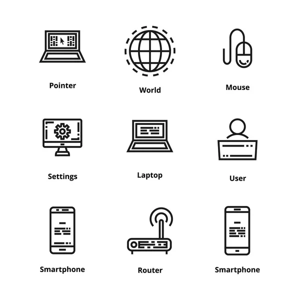 Icono de línea de dispositivos — Vector de stock