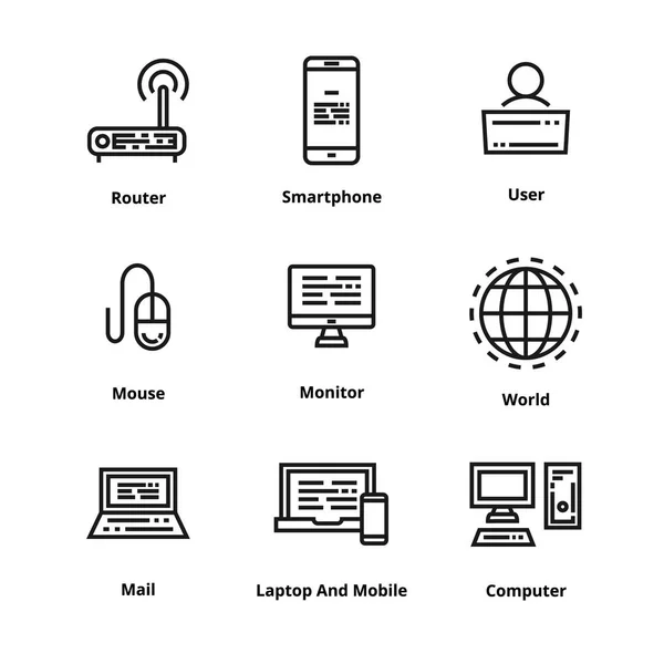 Icono de línea de dispositivos — Vector de stock