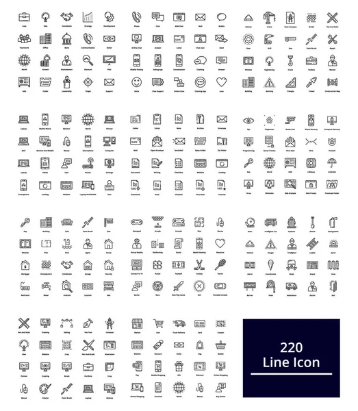 220 dunne lijn pictogrammen — Stockvector