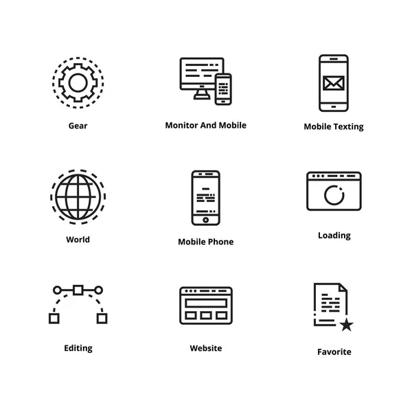 Iconos Línea Alta Calidad Iconos Línea Delgada Para Interfaz Usuario — Vector de stock