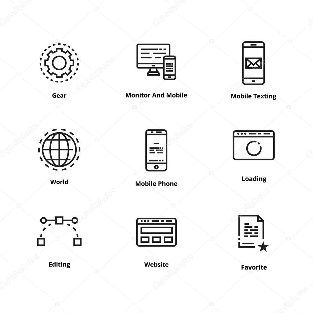 High quality line icons. Thin line icons for user interface and web