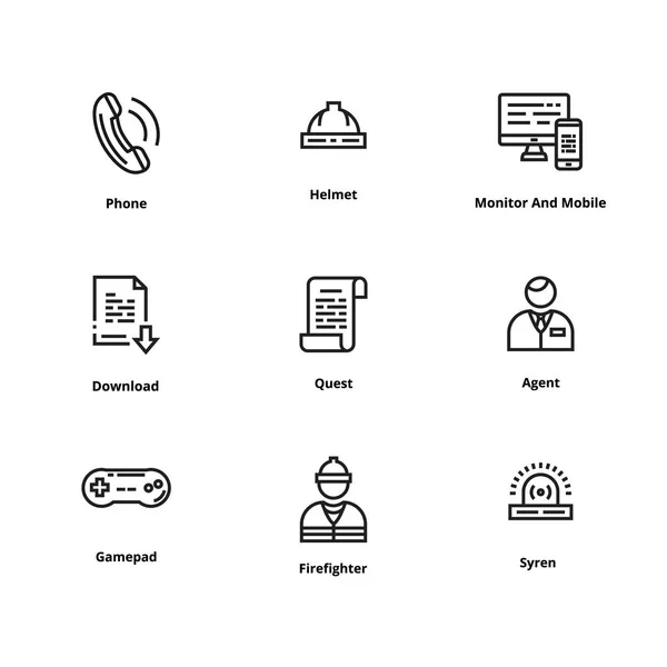 9 icônes de ligne d'interface utilisateur — Image vectorielle