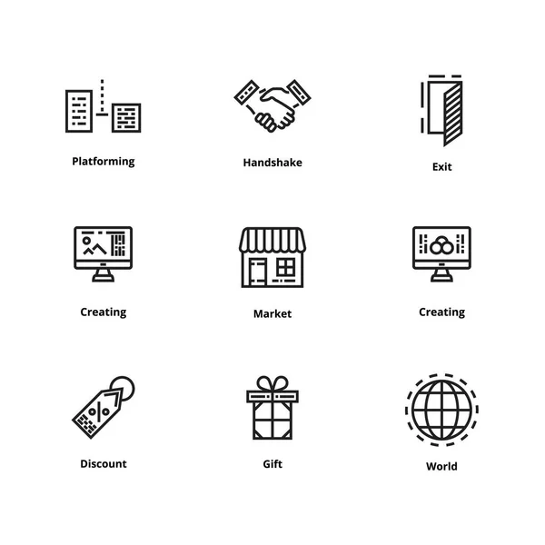 9 iconos de línea de interfaz de usuario — Vector de stock