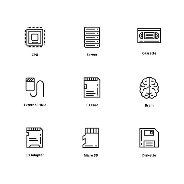 9 Speicherzeilensymbole — Stockvektor