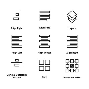 9 hizalama satır simgeler
