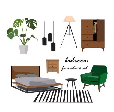 bedroom moodboard for interior design clipart