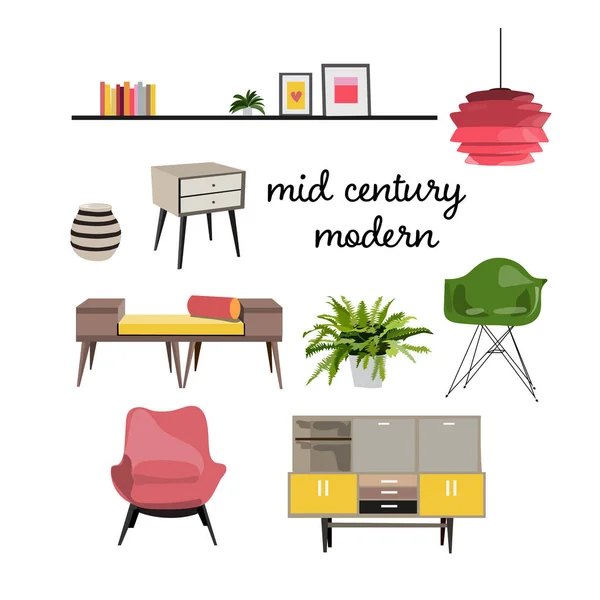 Mid century modern furniture — Stock Vector