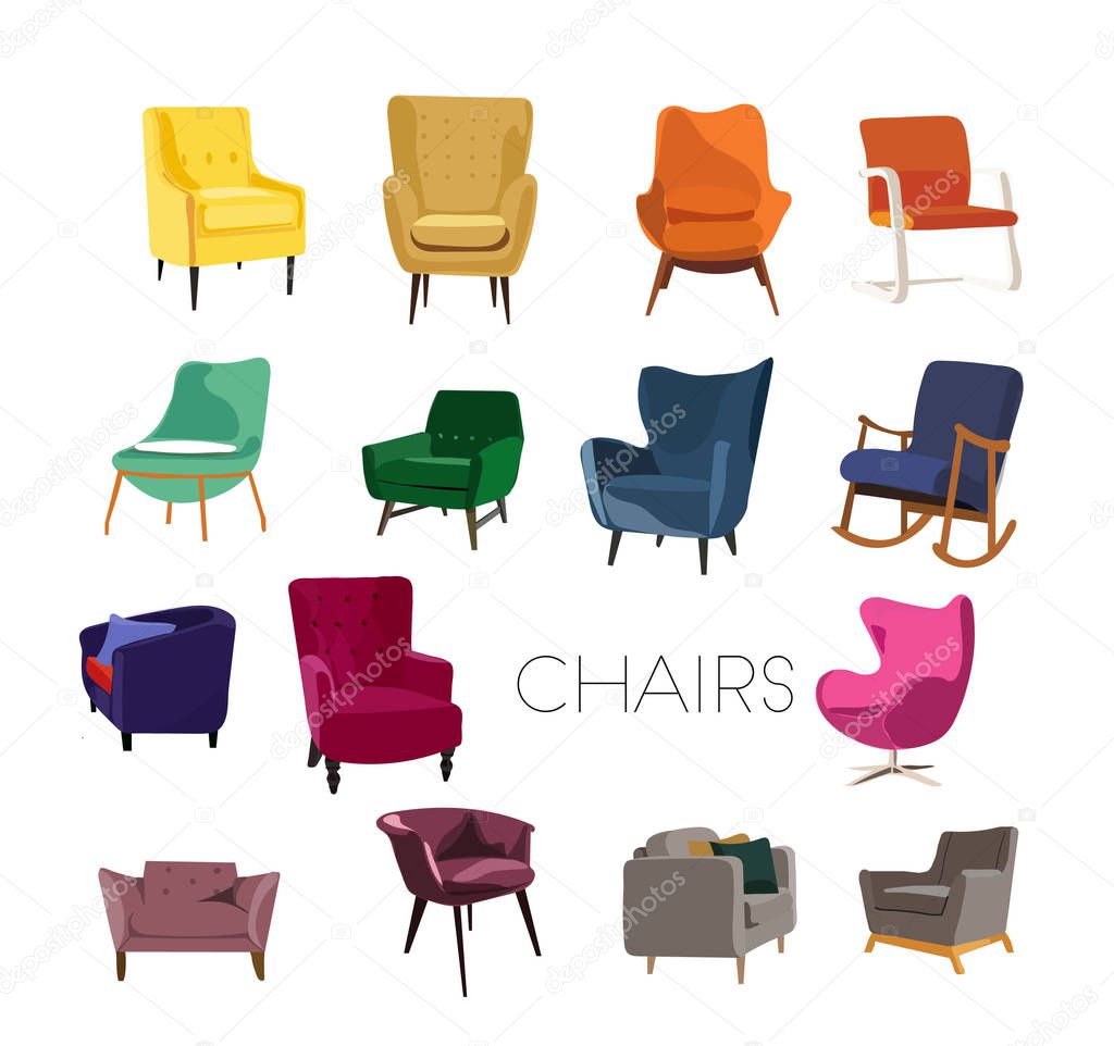 chair collection in vectors
