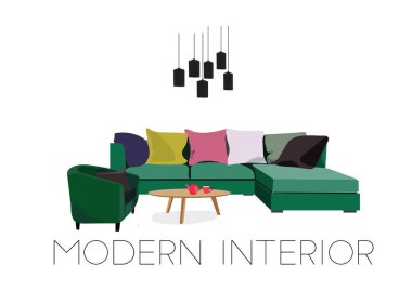 vektör oturma odası mobilya çizim