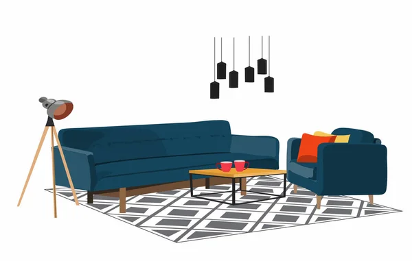 Vector living room furniture illustration — Stock Vector