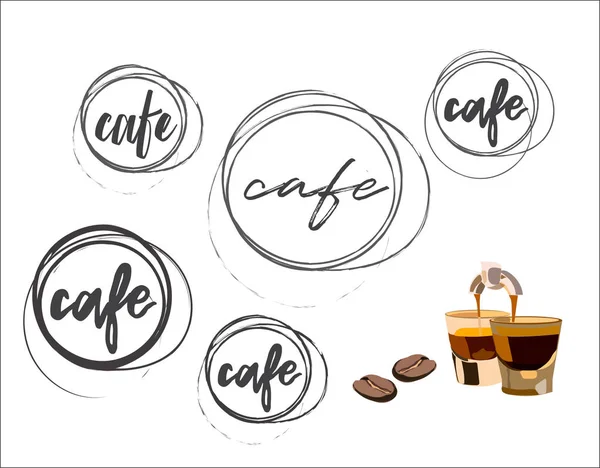 Cafe round logo collection — Stock Vector