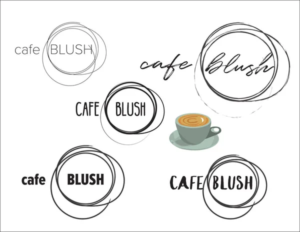Café cafetería colección logo redondo — Vector de stock